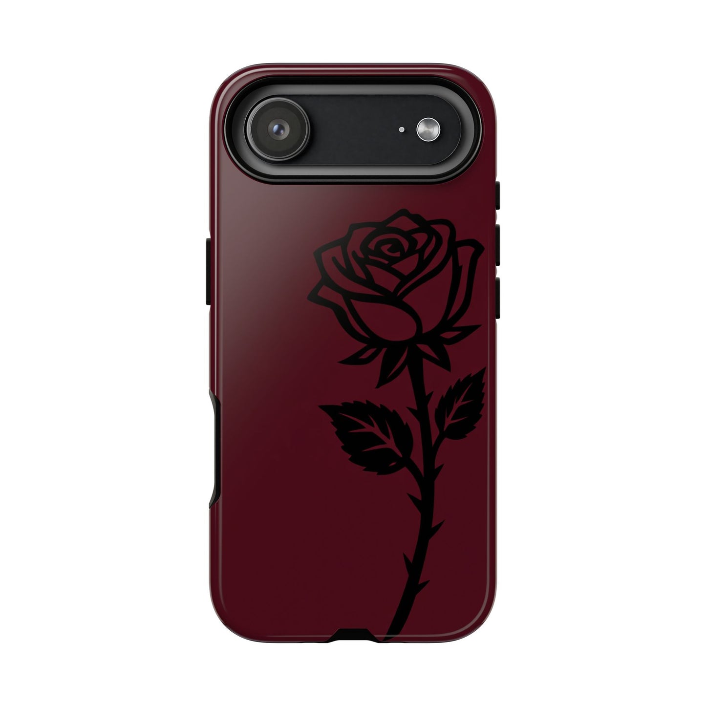 Black Rose Burgundy iPhone Case | Dark Aesthetic Shockproof Protective Cover