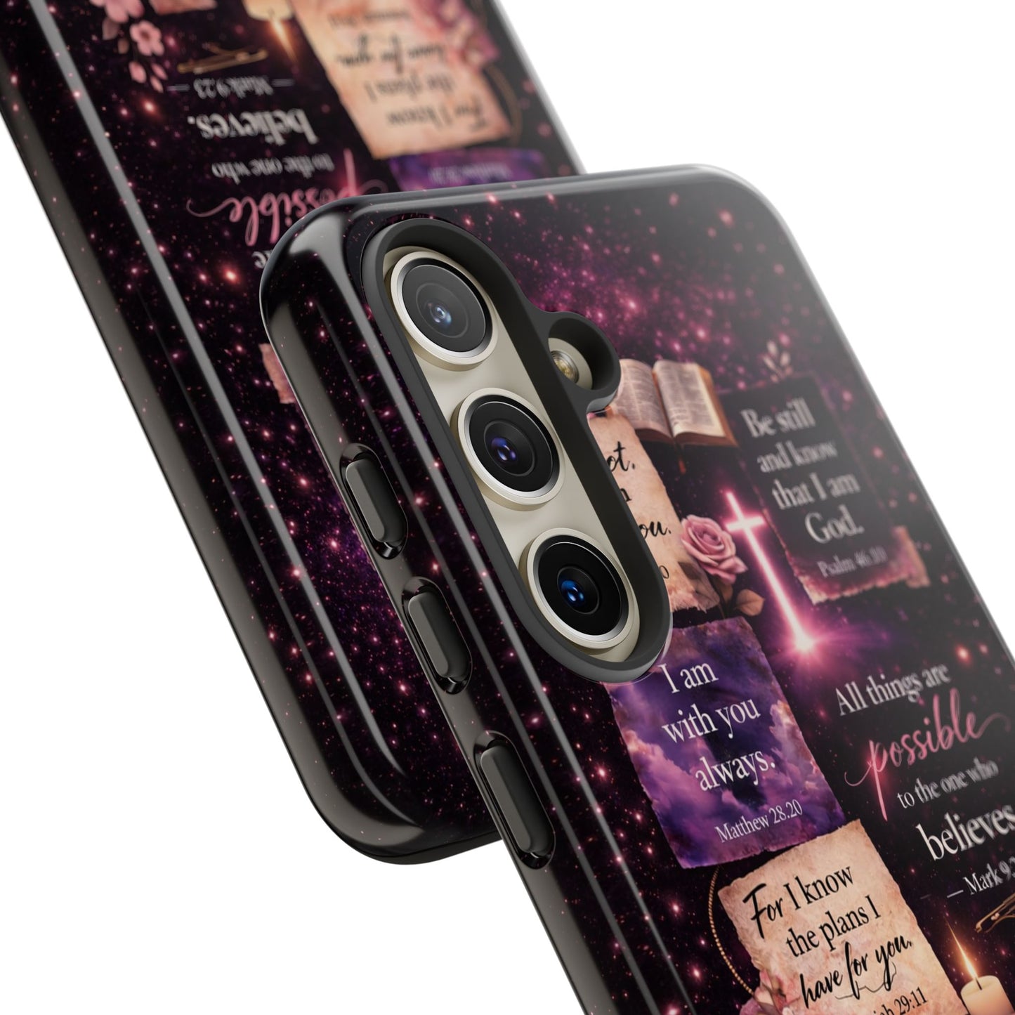 Christian Bible Verse Phone Case Pink Floral Faith Tough Protective Cover Gift