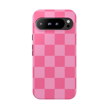 Pink Checkerboard Phone Case – Cute Aesthetic Tough Case for iPhone & Samsung
