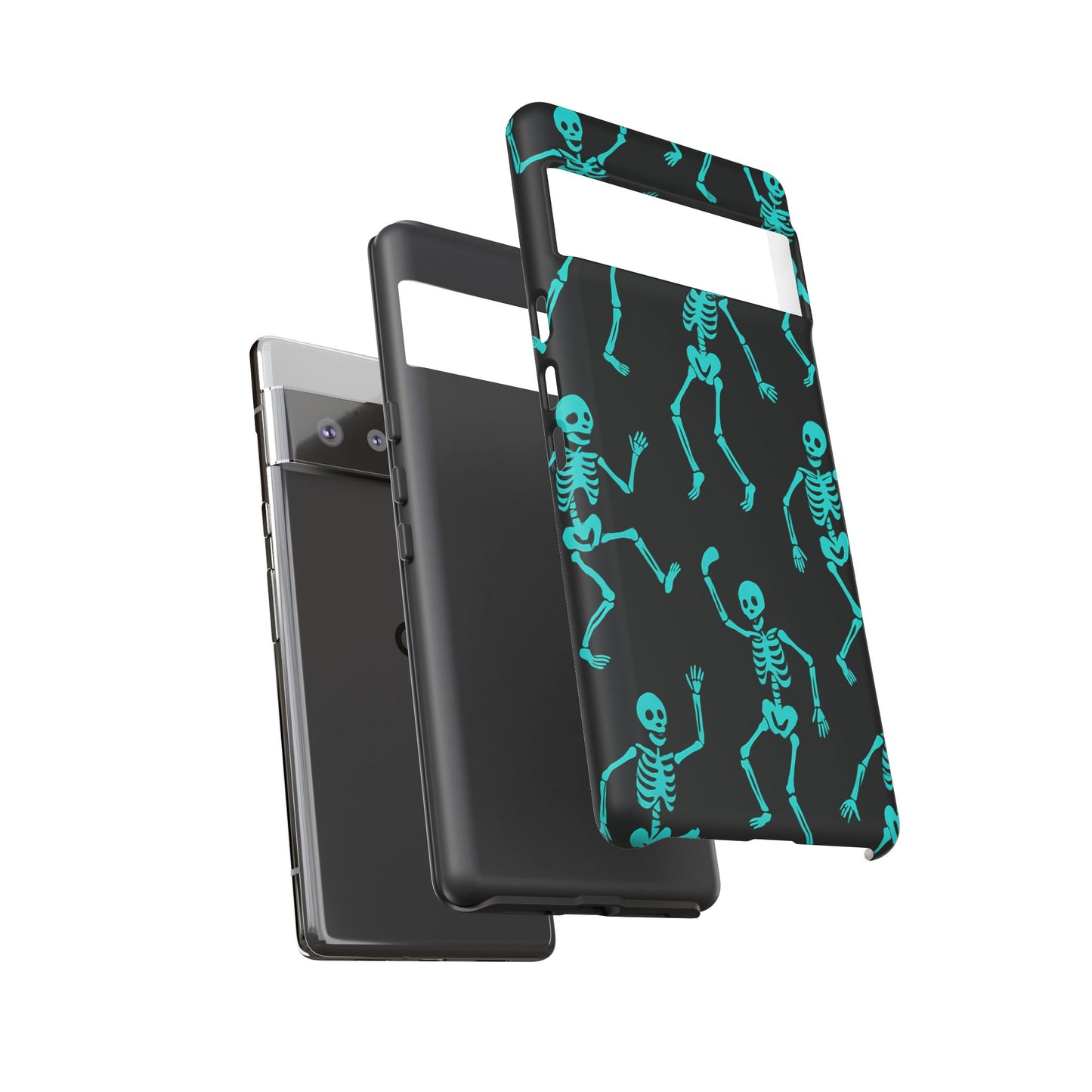 Dancing Teal Skeletons Phone Case | Tough Protective Case for Iphone, Samsung Galaxy and Pixel