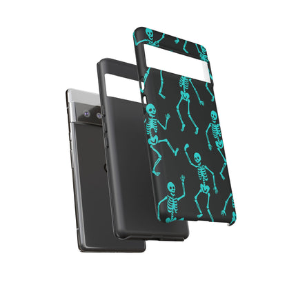 Dancing Teal Skeletons Phone Case | Tough Protective Case for Iphone, Samsung Galaxy and Pixel