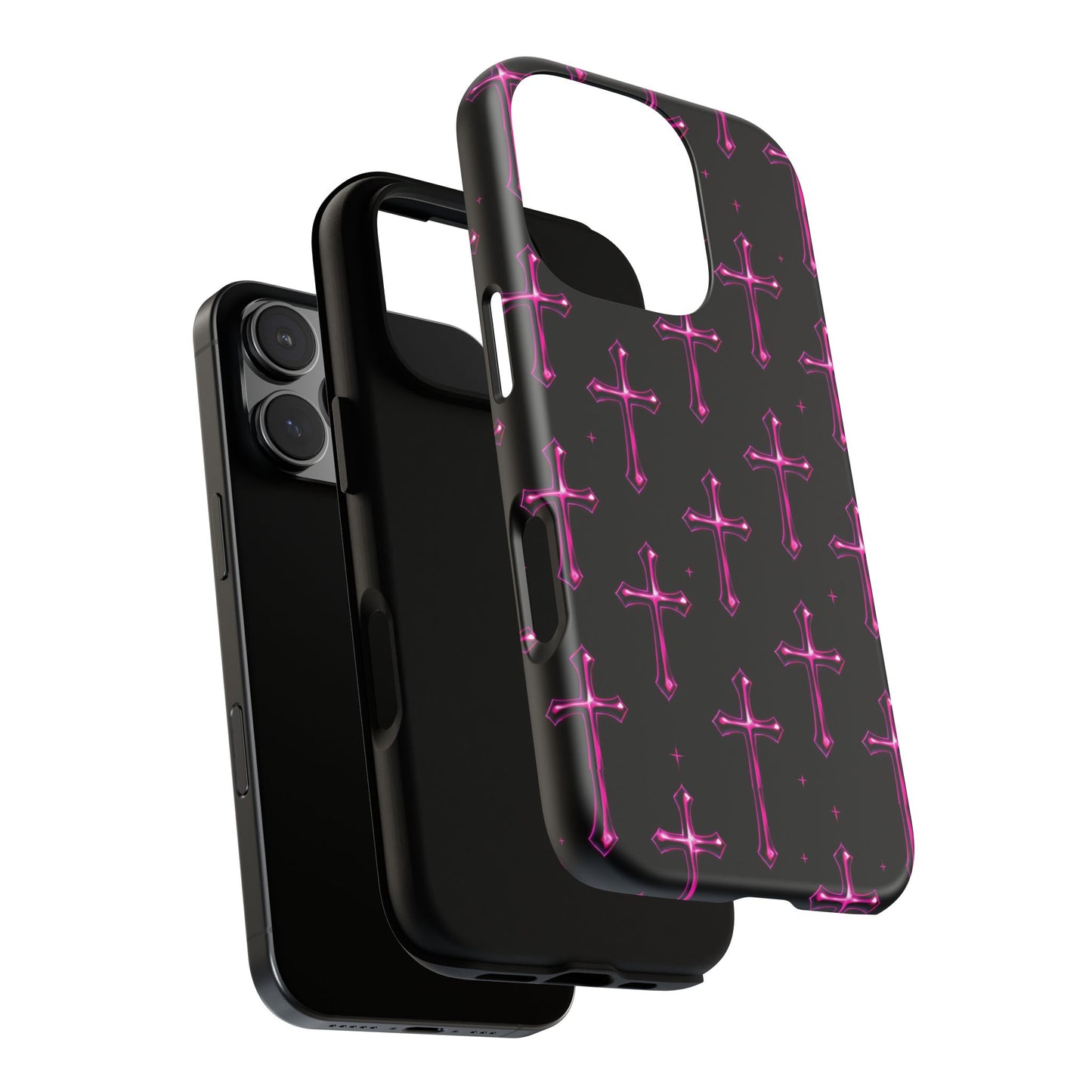 Neon Pink Cross Pattern Phone Case | Tough Protective Case for Iphone, Samsung Galaxy and Pixel