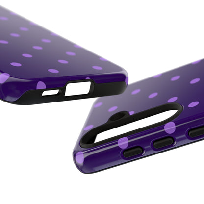 Purple Polka Dot Tough Phone Case – Cute Stylish Durable Protective Cover for Iphone, Samsung Galaxy and Pixel