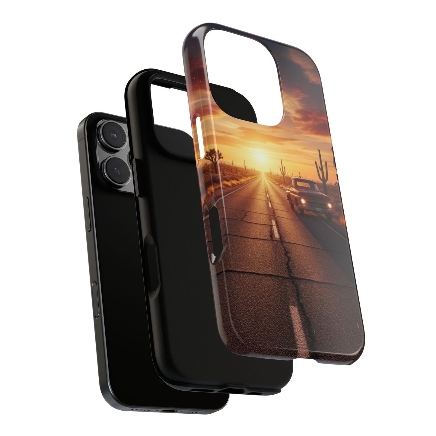 Route 66 Sunset Desert Highway Phone Case – Road Trip Travel Aesthetic Tough Case