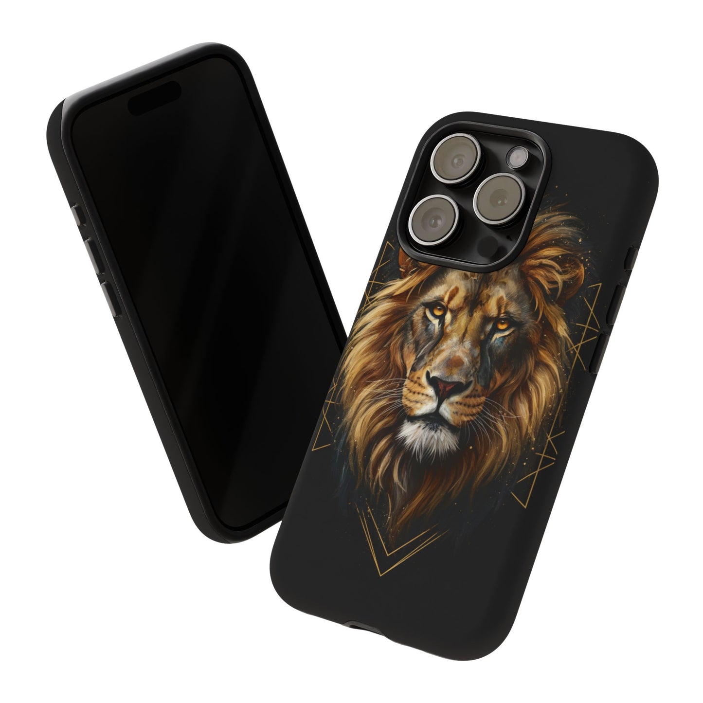 Majestic Lion Phone Case – Black Gold Luxury Lion Art Tough Protective Case