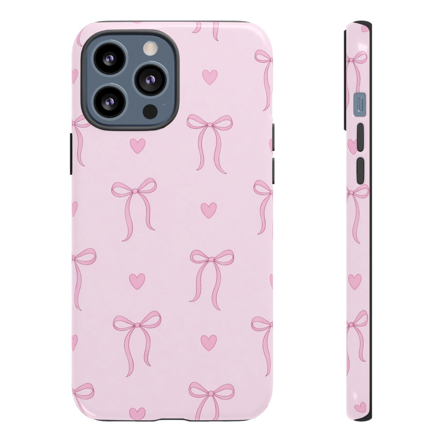 Pink Bow Heart Aesthetic Phone Case – Coquette Cute Tough Cover