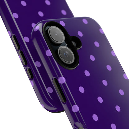 Purple Polka Dot Tough Phone Case – Cute Stylish Durable Protective Cover for Iphone, Samsung Galaxy and Pixel