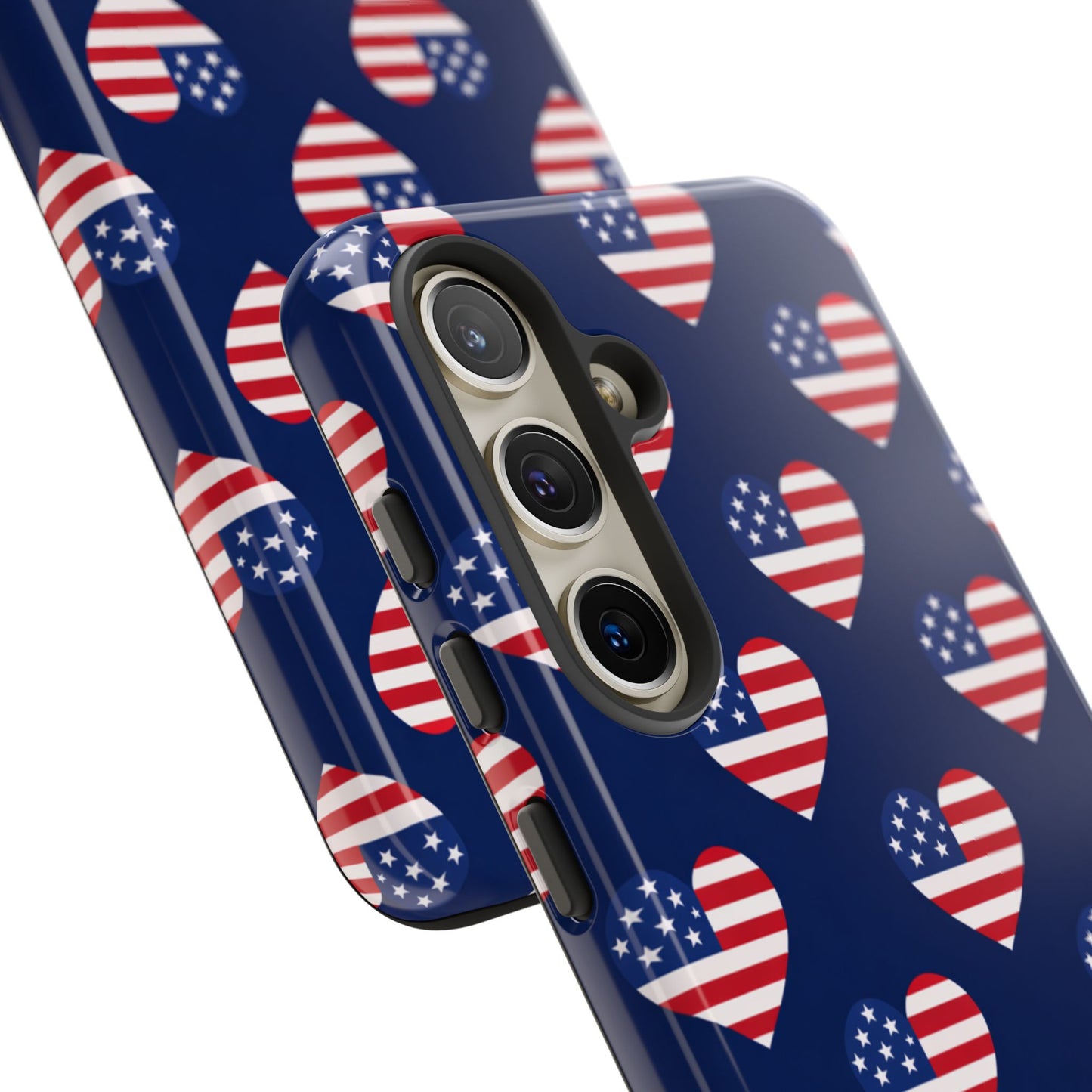 Patriotic American Flag Heart Phone Case – Tough Shockproof, USA Stars & Stripes for Iphone, Samsung Galaxy and Pixel