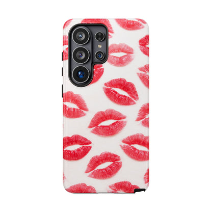 Red Lipstick Kiss Phone Case – Sexy Lip Print Pattern Tough Protective Cover