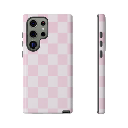 Pink Checkerboard Phone Case | Aesthetic Tough Protective Case