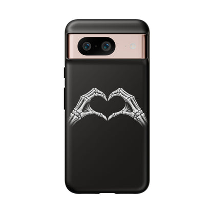 Skeleton Hands Heart Phone Case | Gothic Black Protective Cover