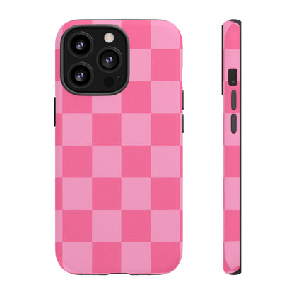 Pink Checkerboard Phone Case | Cute Aesthetic Checkered iPhone & Samsung Tough Case
