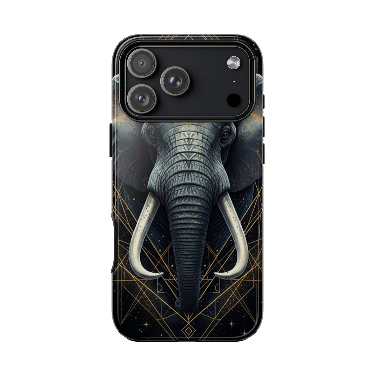 Elephant Mandala Phone Case – Black and Gold Spiritual Elephant Tough Protective Case