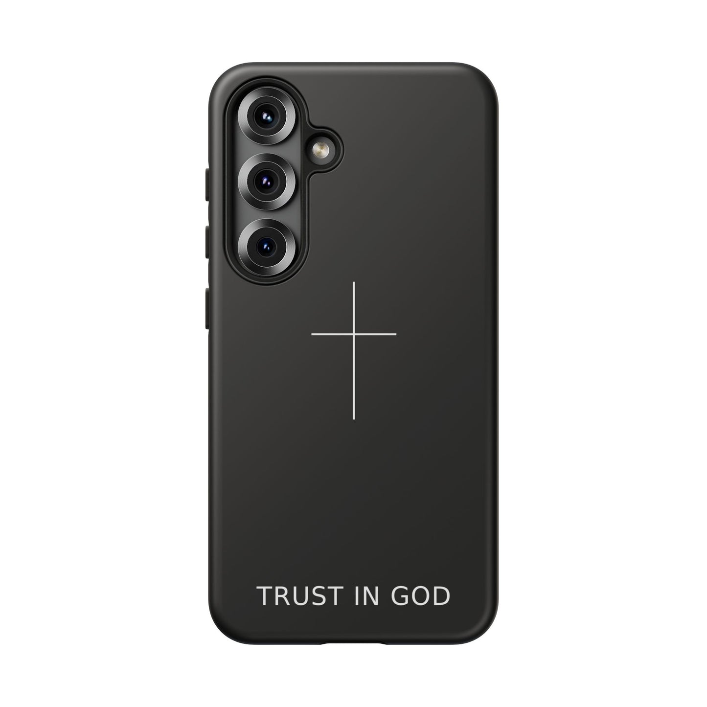 Trust in God Phone Case Minimal Cross Christian Black Tough Cover