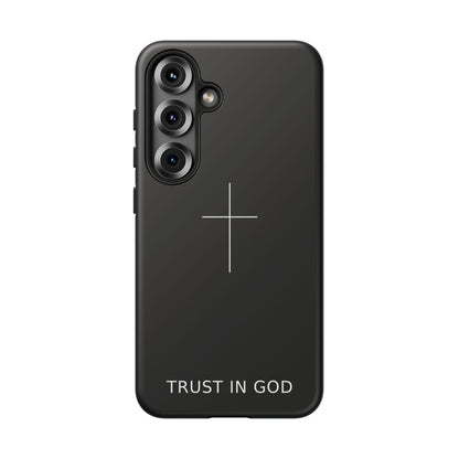 Trust in God Phone Case Minimal Cross Christian Black Tough Cover
