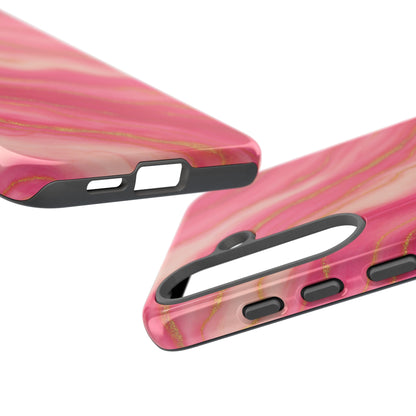 Pink Marble Phone Case | Rose Gold Swirl Aesthetic Tough Protective Case