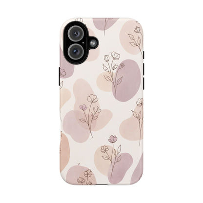 Blush Floral Phone Case Neutral Botanical Watercolor Tough Cover