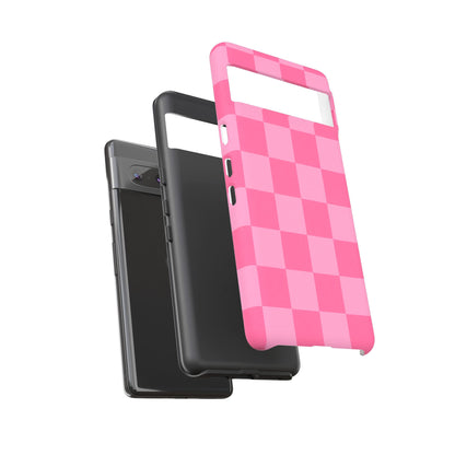 Pink Checkerboard Phone Case – Cute Aesthetic Tough Case for iPhone & Samsung