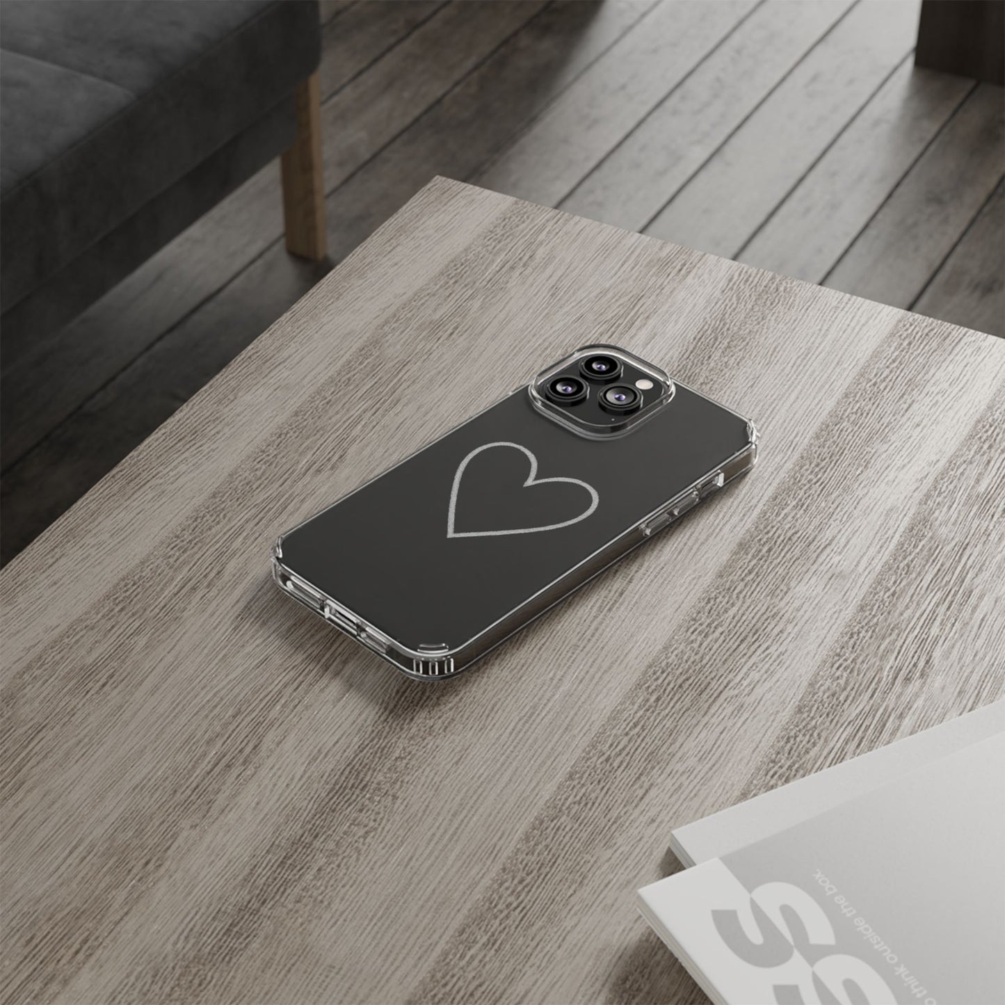 Minimal Hand-Drawn Heart Clear Phone Case | Aesthetic Clear Protective Case