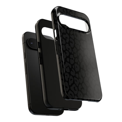 Black Leopard Phone Case | Black on Black Leopard Print Tough iPhone & Samsung Case | Matte or Glossy Protective Cover