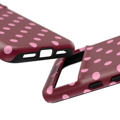 Pink Polka Dot Phone Case – Cute Aesthetic Tough Protective Phone Cover for Iphone, Samsung Galaxy and Pixel