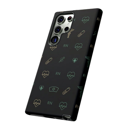 RN Nurse Phone Case – Minimal Medical Icon Pattern Healthcare Worker Tough Case
