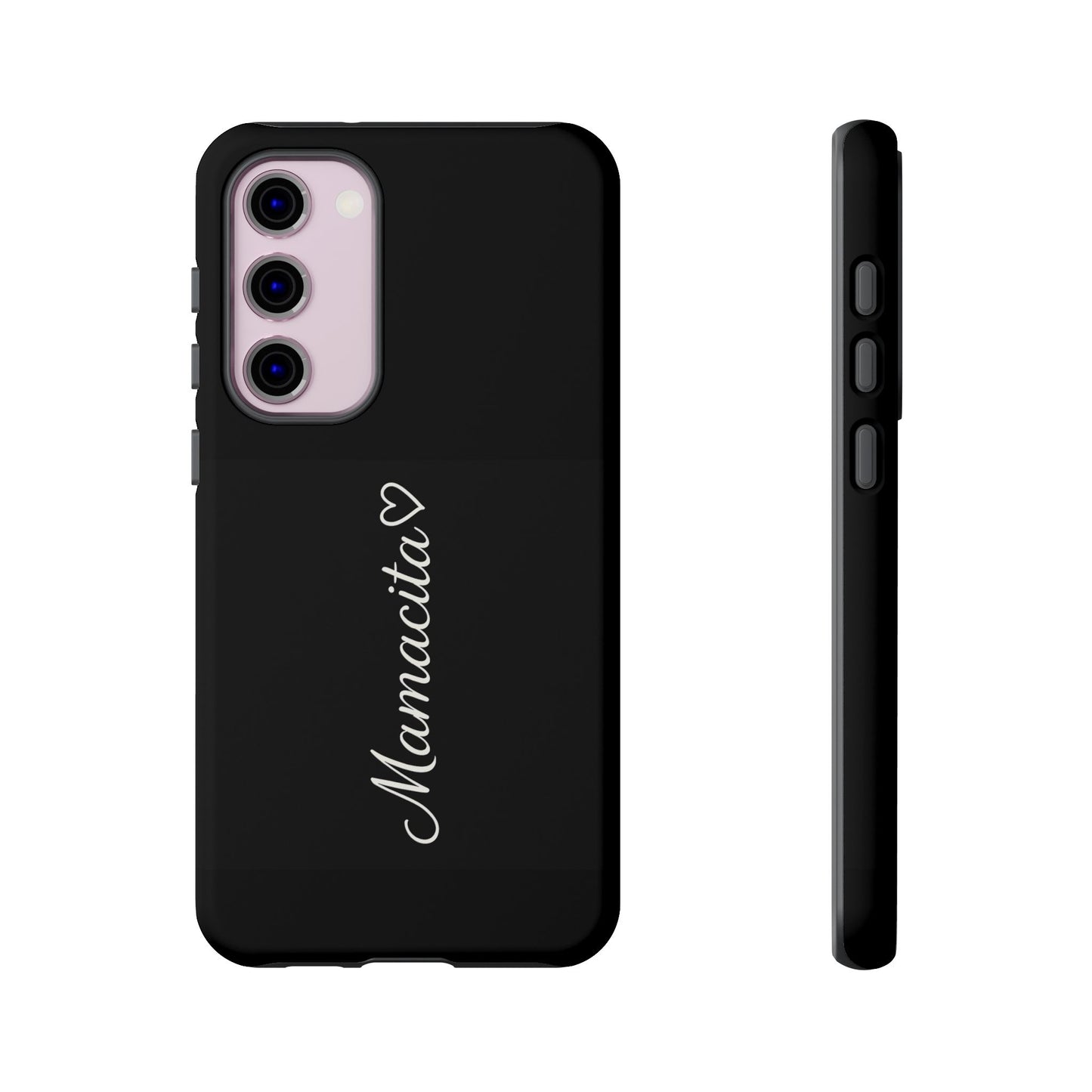 Mamacita Script Phone Case | Minimal Black Tough Case | Sleek Aesthetic Cover