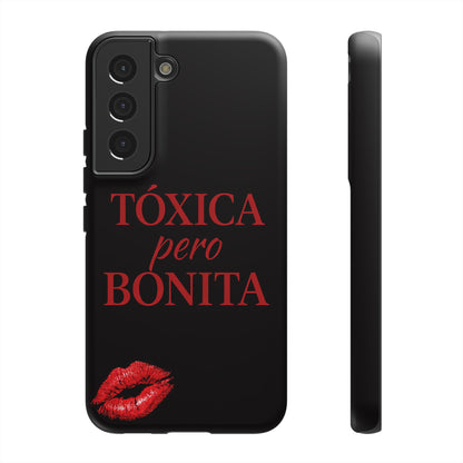 Toxica Pero Bonita Phone Case, Latina Quote Case, Red Lips Aesthetic, Spanish Saying Case, Trendy Tough Cover