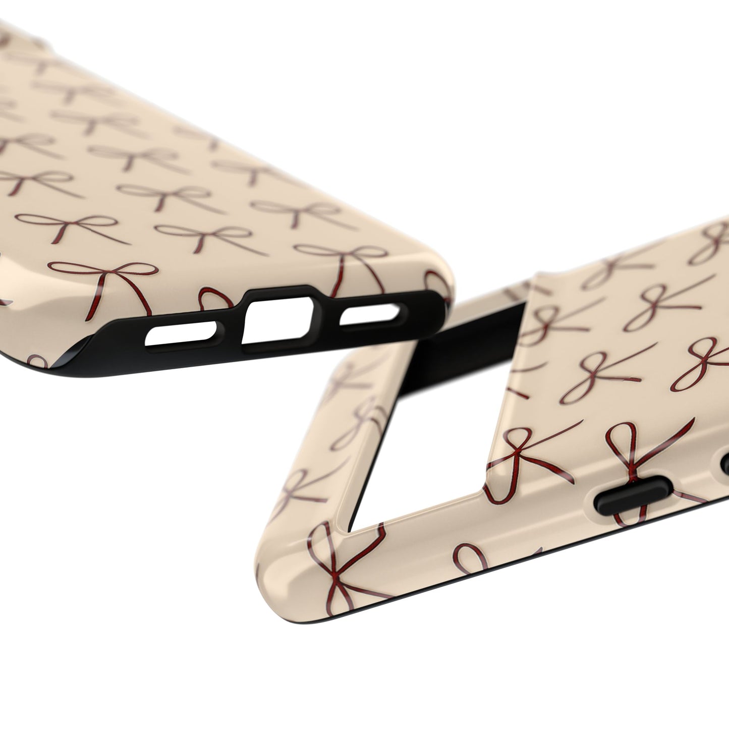Coquette Bow Phone Case | Neutral Beige Aesthetic iPhone & Samsung Tough Case