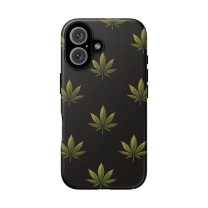 Cannabis Leaf Phone Case Green Weed Leaf Pattern Tough Protective Cover