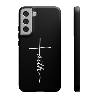 Faith Cross Phone Case, Christian Aesthetic Minimalist Black Matte Case, Religious Gift iPhone Samsung Cover
