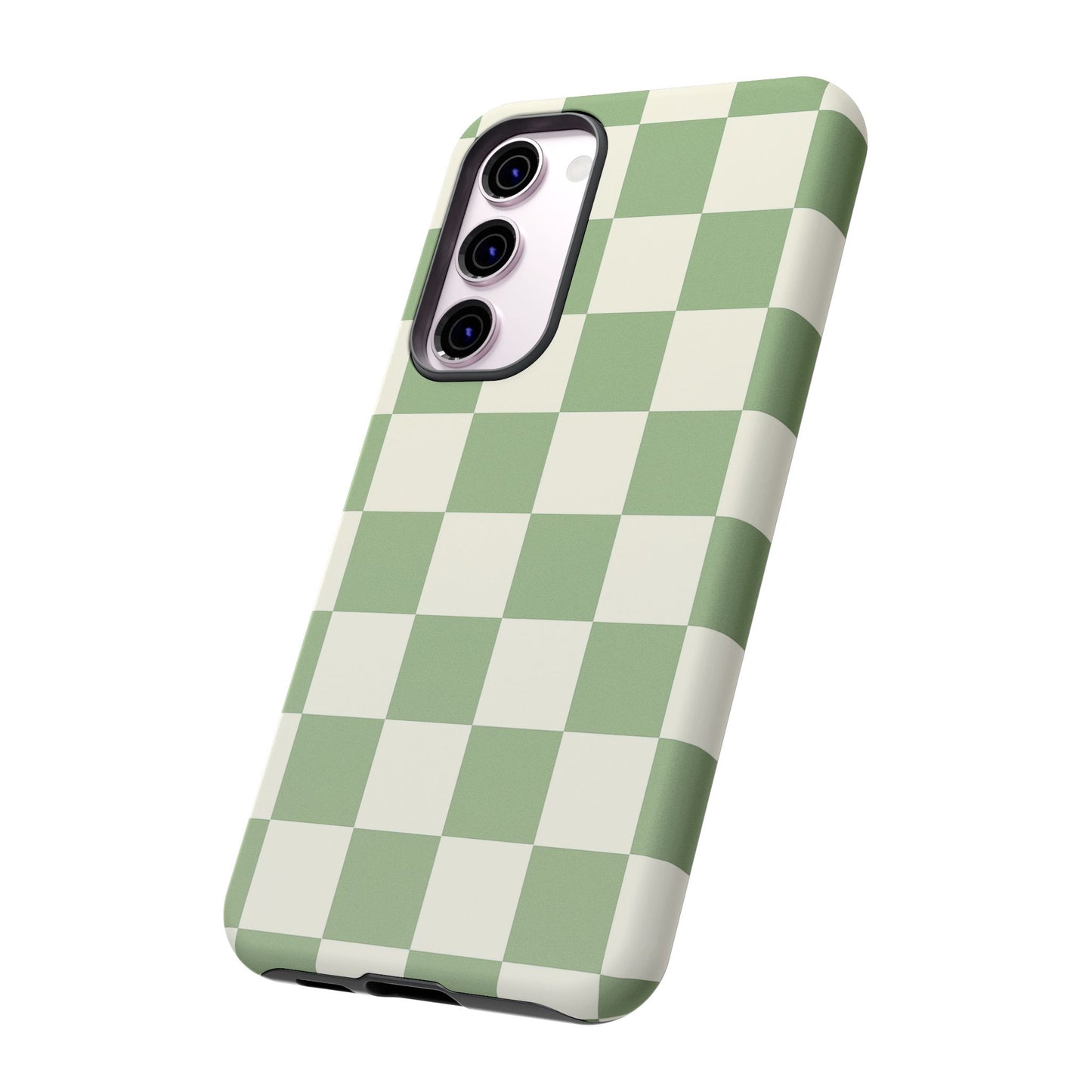 Sage Green Checkerboard Phone Case | Minimal Aesthetic Tough Case