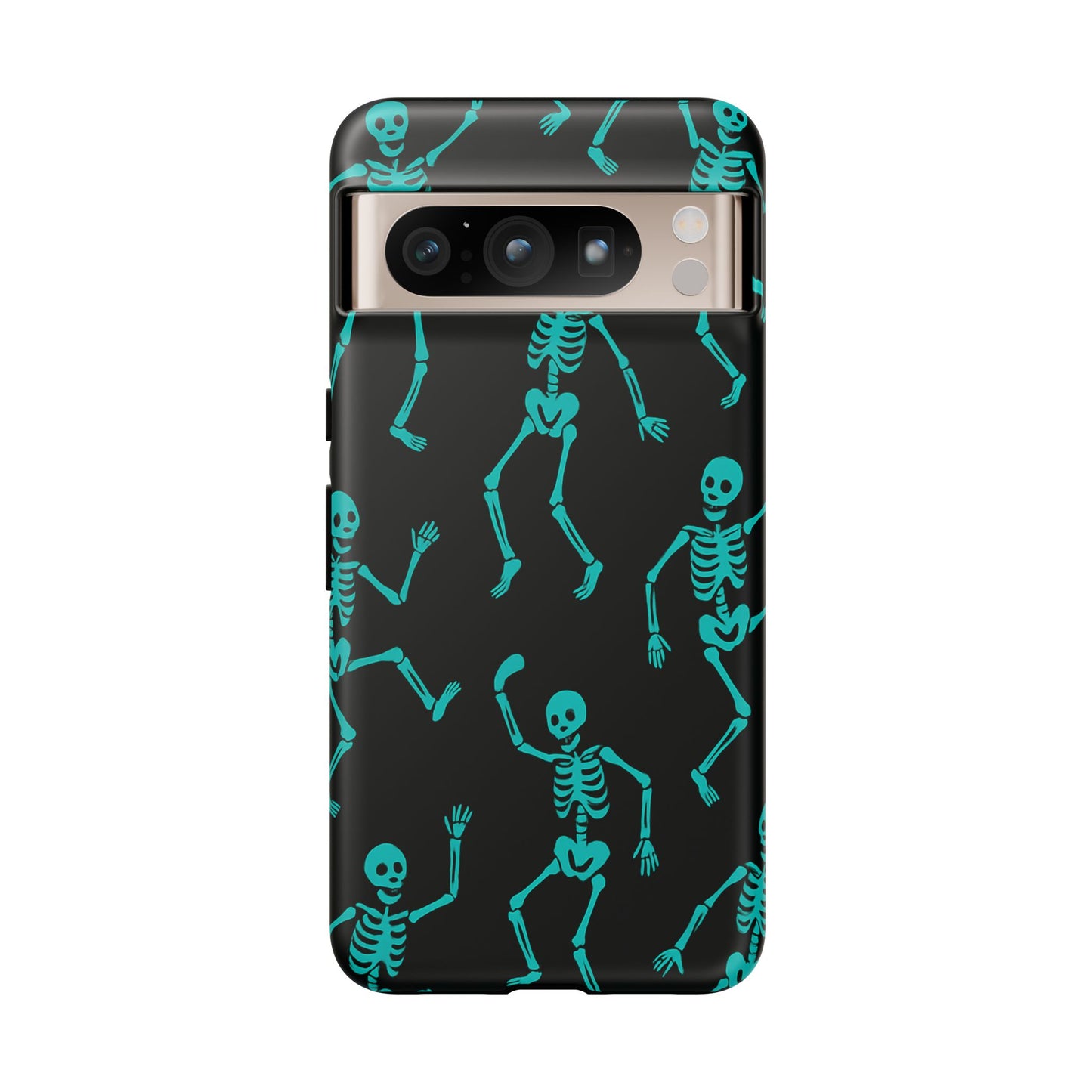 Dancing Teal Skeletons Phone Case | Tough Protective Case for Iphone, Samsung Galaxy and Pixel