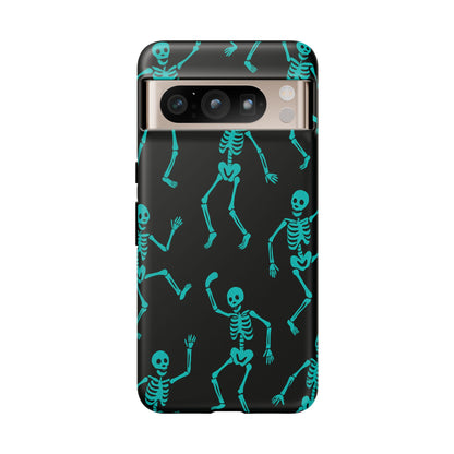 Dancing Teal Skeletons Phone Case | Tough Protective Case for Iphone, Samsung Galaxy and Pixel