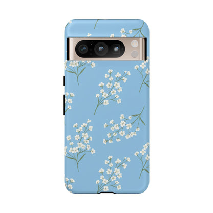 Baby’s Breath Floral Phone Case – Blue Minimal Flower Aesthetic Tough Case