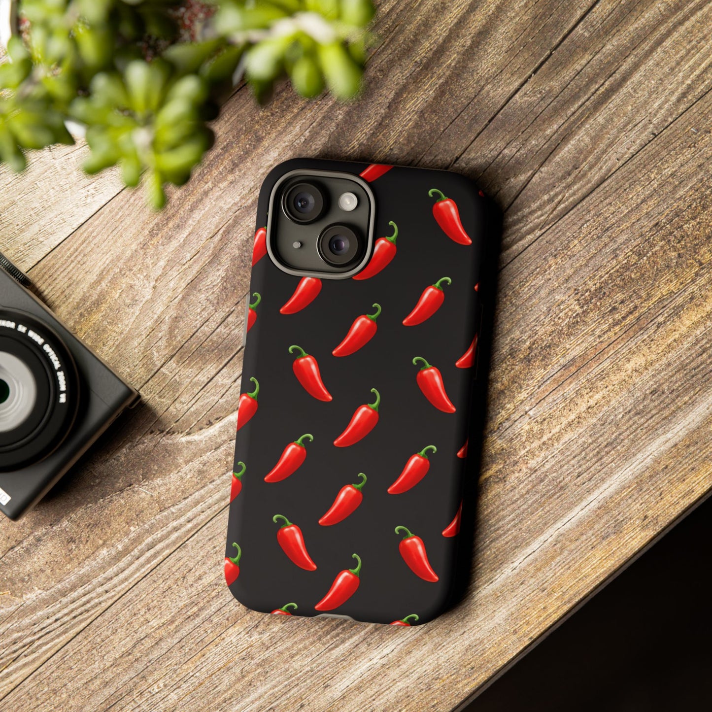 Spicy Chili Pepper Phone Case – Black Cute Hot Pepper Tough Cover for Iphone, Samsung Galaxy and Pixel