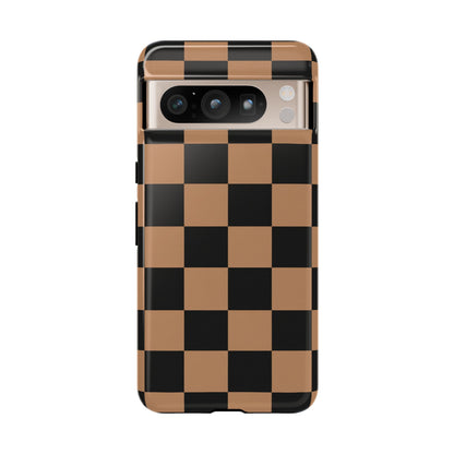Brown Checkerboard Phone Case | Aesthetic Tough Protective Case