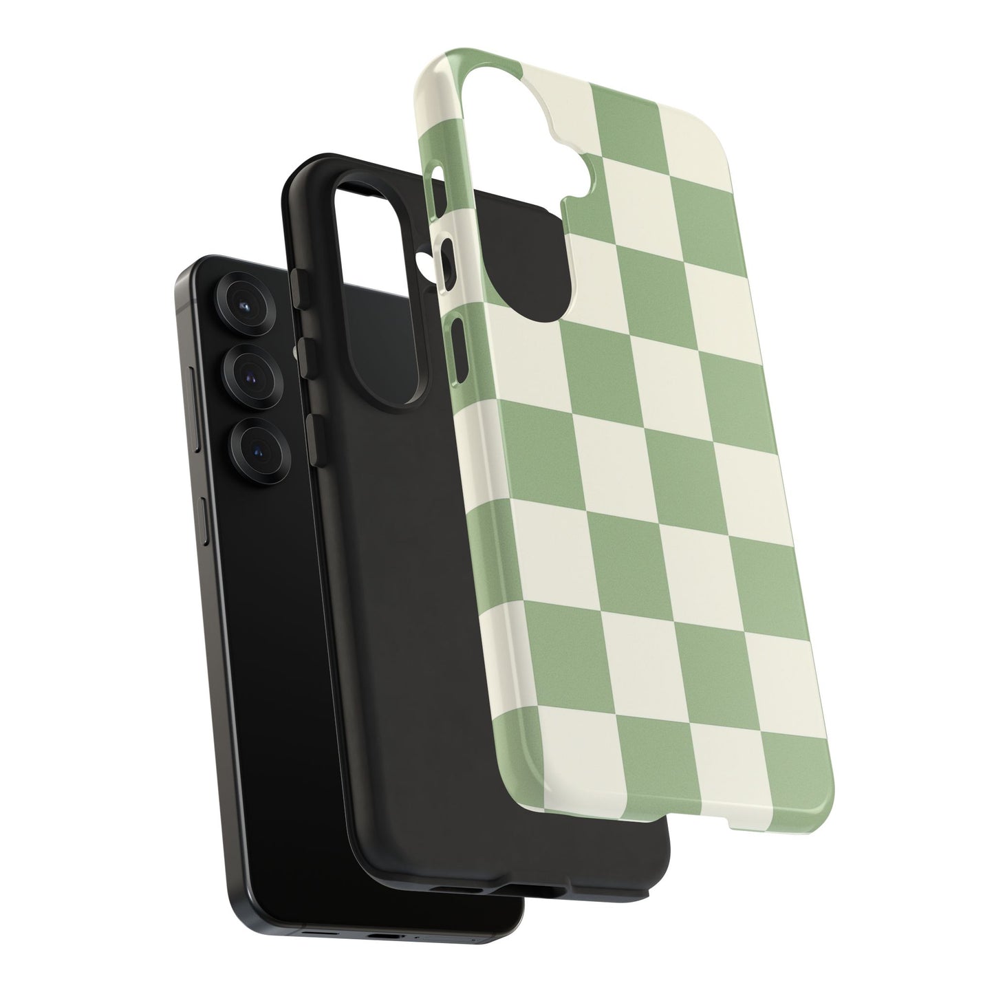 Sage Green Checkerboard Phone Case | Minimal Aesthetic Checkered iPhone & Samsung Tough Case