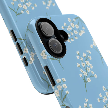 Baby’s Breath Floral Phone Case – Blue Minimal Flower Aesthetic Tough Case