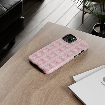 Pink Bow Pattern Phone Case – Soft Coquette Aesthetic Tough Case