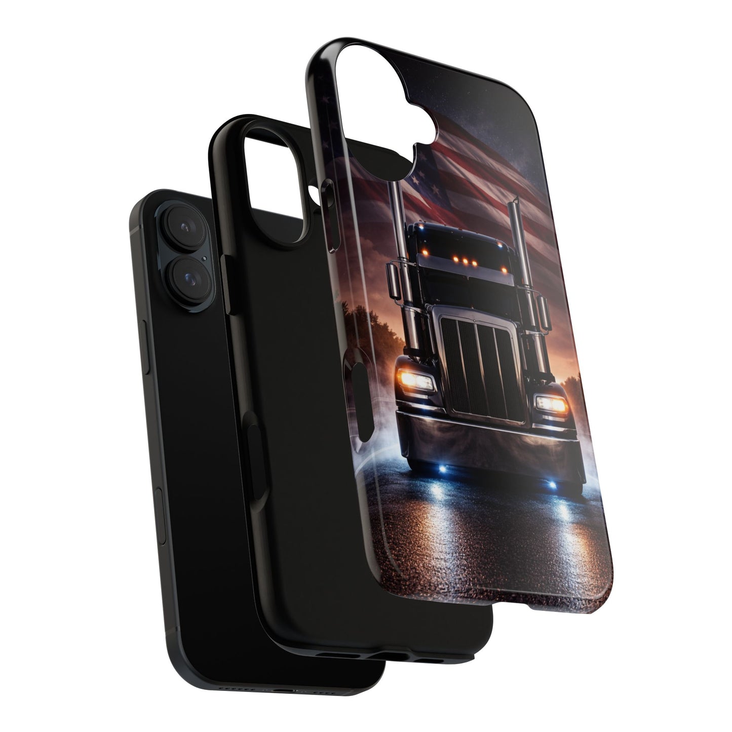 Semi Truck Phone Case American Flag Big Rig Trucker Gift iPhone Samsung