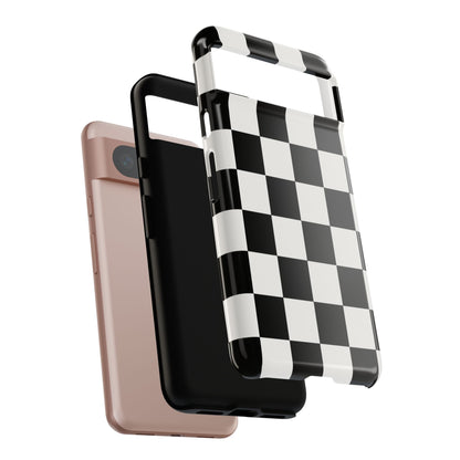 Black & White Checkerboard Phone Case – Classic Aesthetic Tough Protective Case for Iphone, Samsung Galaxy and Pixel