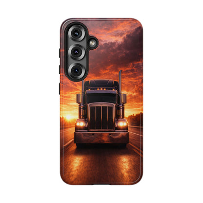 Big Rig Truck Phone Case Sunset Highway Semi Truck iPhone Samsung Cover