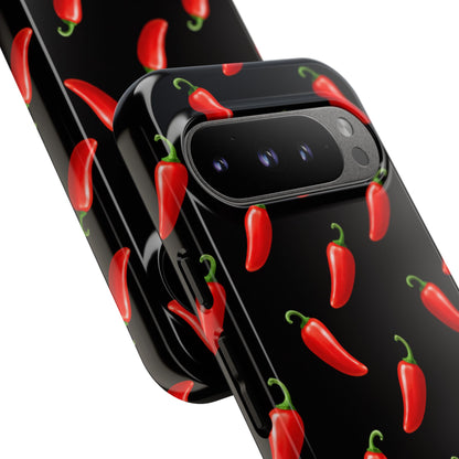 Spicy Chili Pepper Phone Case – Black Cute Hot Pepper Tough Cover for Iphone, Samsung Galaxy and Pixel