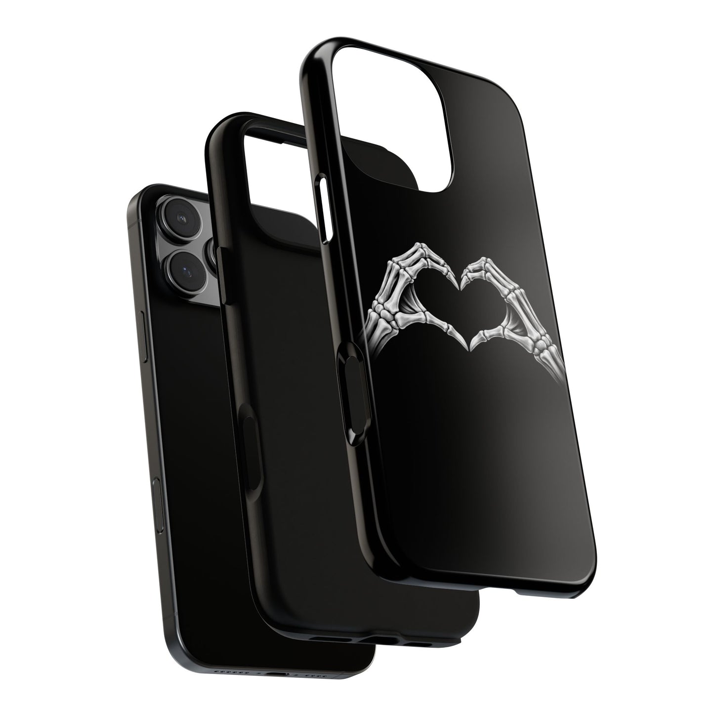 Skeleton Hands Heart Phone Case | Gothic Black Protective Cover