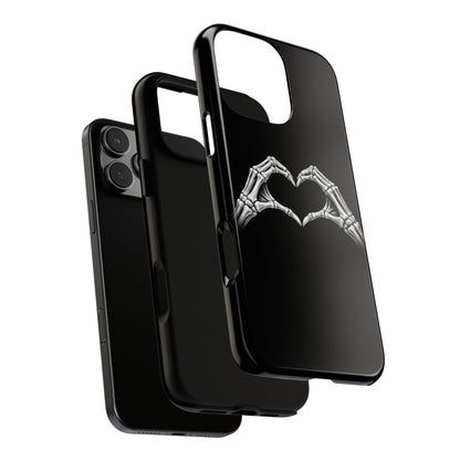 Skeleton Hands Heart Phone Case | Gothic Black Protective Cover