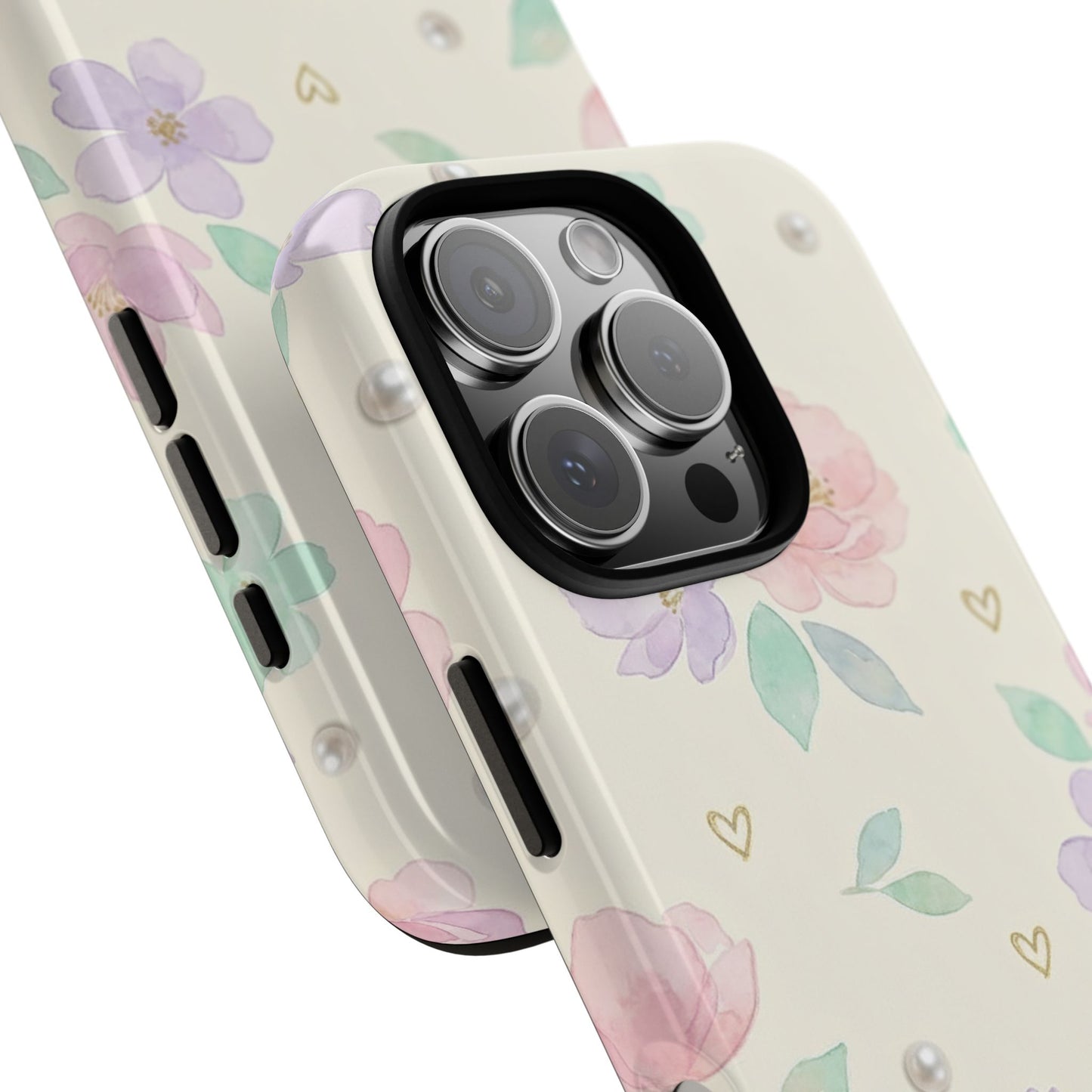 Pastel Floral Phone Case – Coquette Watercolor Flower Hearts Tough Case (iPhone, Samsung, Pixel)