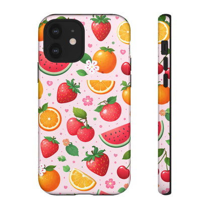 Fruit Phone Case – Tough Shockproof, Strawberry Cherry Citrus Summer Design for Iphone, Samsung Galaxy and Pixel