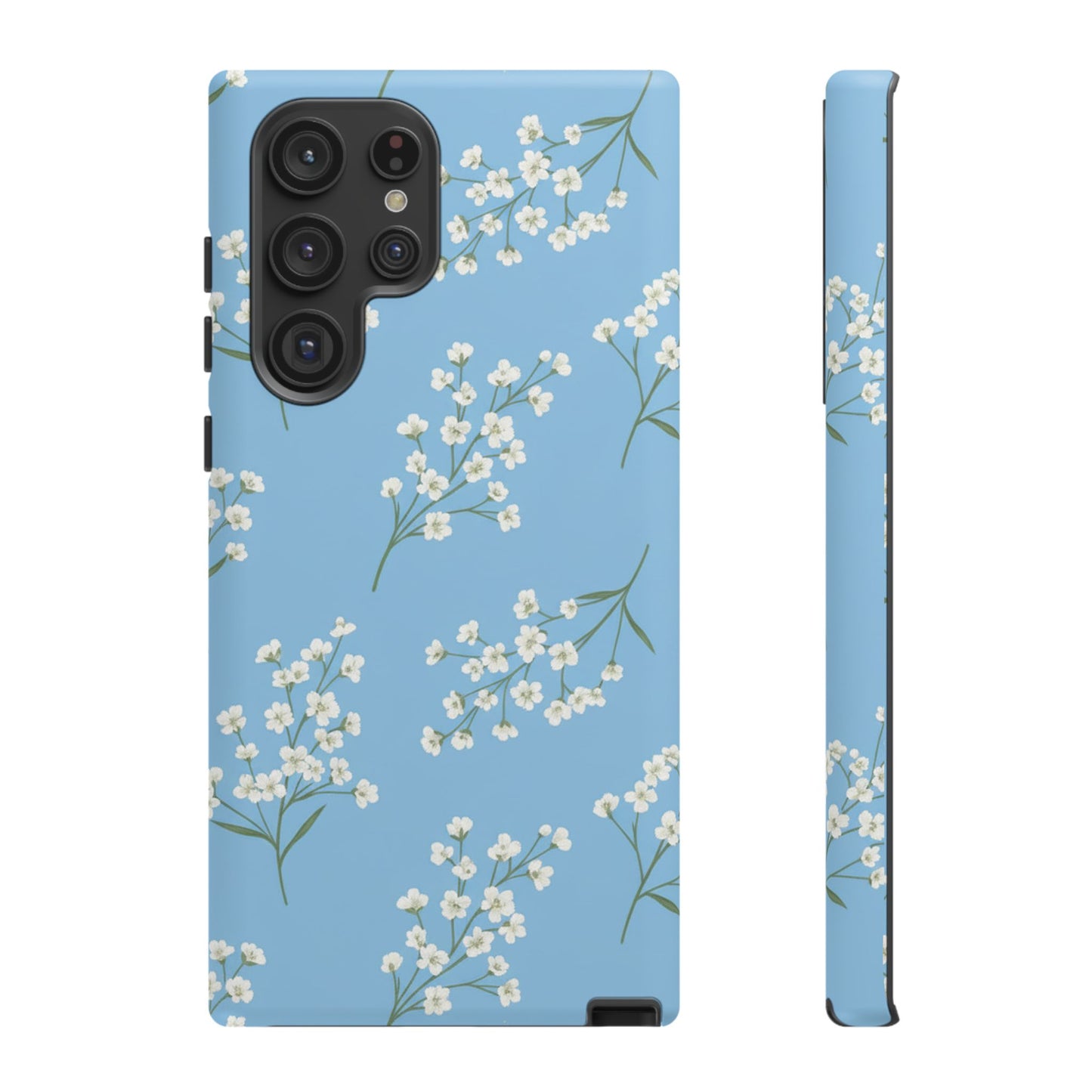 Baby’s Breath Floral Phone Case – Blue Minimal Flower Aesthetic Tough Case