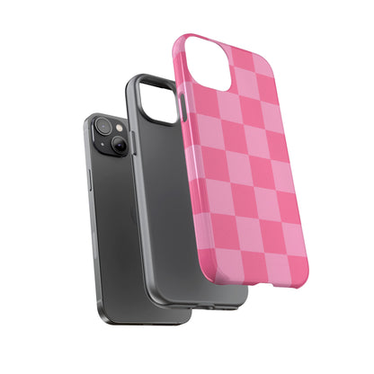 Pink Checkerboard Phone Case | Cute Aesthetic Checkered iPhone & Samsung Tough Case